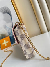 FÉLICIE POCHETTE 21 IN BLUE BEIGE DAMIER AZUR CANVAS GOLD HARDWARE