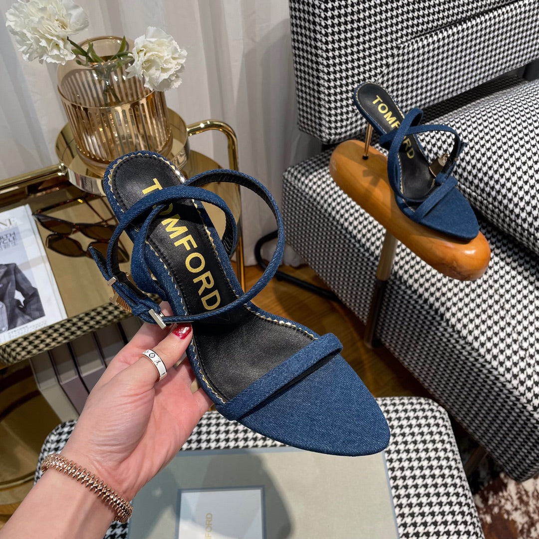 NAVY BLUE PADLOCK 105 DENIM SANDALS