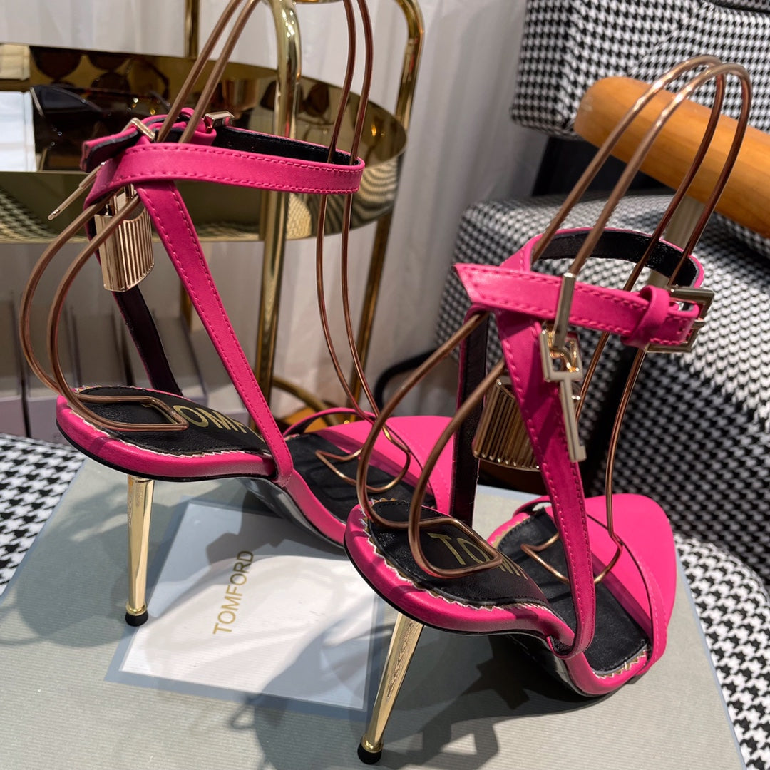 PUNCH PINK PADLOCK 105 LEATHER SANDALS