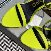 NEON YELLOW PADLOCK 105 LEATHER SANDALS