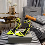 NEON YELLOW PADLOCK 105 LEATHER SANDALS