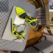 NEON YELLOW PADLOCK 105 LEATHER SANDALS