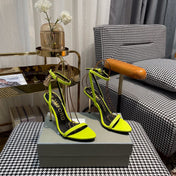 NEON YELLOW PADLOCK 105 LEATHER SANDALS