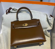 KELLY MINI 20 BAG IN CHOCOLATE BROWN SMOOTH CALFSKIN WITH GOLD HARDWARE