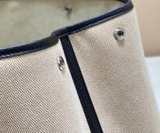 GARDEN PARTY 36CM IN WHITE TOILETS COTTON CANVAS AND BLACK CALFSKIN