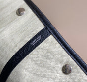 GARDEN PARTY 36CM IN WHITE TOILETS COTTON CANVAS AND BLACK CALFSKIN