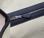 GARDEN PARTY 36CM IN WHITE TOILETS COTTON CANVAS AND BLACK CALFSKIN