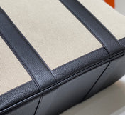 GARDEN PARTY 36CM IN WHITE TOILETS COTTON CANVAS AND BLACK CALFSKIN