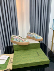 GG UNIQUE SNEAKER THICK-SOLE GRASS MOTIF CANVAS