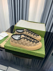GG UNIQUE SNEAKER THICK-SOLE LIGHT BROWN CANVAS