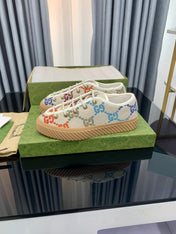 GG UNIQUE SNEAKER THICK-SOLE BEIGE CANVAS WITH PATTERN