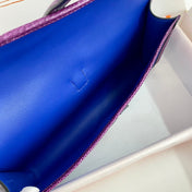 JIGE ELAN 29 CLUTCH IN COBALT BLUE CALFSKIN WITH VIOLET PURPLE LIZARD SKIN