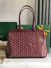 BELLECHASSE BIAUDE PM BAG 36 IN WINE RED GOYARDINE CANVAS AND CALFSKIN TRIM
