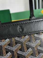 BELLECHASSE BIAUDE PM BAG 36 IN BLACK GOYARDINE CANVAS AND CALFSKIN TRIM