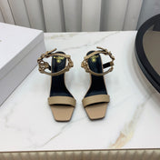 BALMAIN 25S HIGH HEELS WITH B METAL DETAIL 95MM IN LIGHT BROWN CALFSKIN
