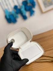 CC MINI 10 VANITY IN WHITE CALFSKIN GOLD HARDWARE