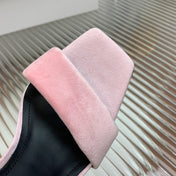 BALMAIN 25S MONETA HEELED SANDALS 95MM IN BABY PINK VELVET