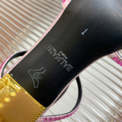 BALMAIN 25S MONETA SANDAL 95MM IN LAVENDER PINK CALFSKIN WITH CRYSTAL