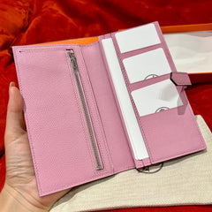 HM BEARN WALLET 17.5 PINK EPSOM SILVER HARDWARE