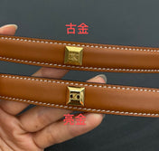 CL SMALL 18 MM TRIOMPHE BELT IN TAURILLON BRONZE BROWN LEATHER GOLD HARDWARE