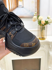 LV ARCHLIGHT 2.0 PLATFORM SNEAKER IN BLACK MIX CHOCOLATE BROWN MIX OF MATERIALS