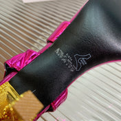 BALMAIN 25S HIGH HEEL SANDALS 95MM IN MAGENTA GLOSSY CALFSKIN