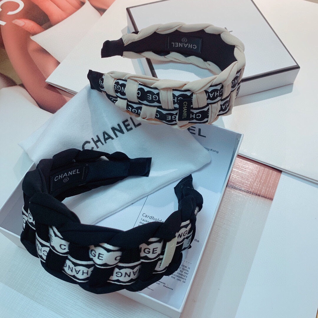 WHITE MIX BLACK FABRIC HAIRBAND 832193