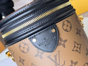 LV 25S PETIT NOE  16 IN BROWN MONOGRAM COATED CANVAS LEATHER TRIM BLACK