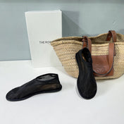 THE ROW 26S SOCK FLATS IN BLACK MESH