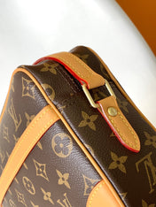 TROCADERO MEDIUM MESSENGER BAG 27 IN BEIGE AND BROWN MONOGRAM COATED CANVAS