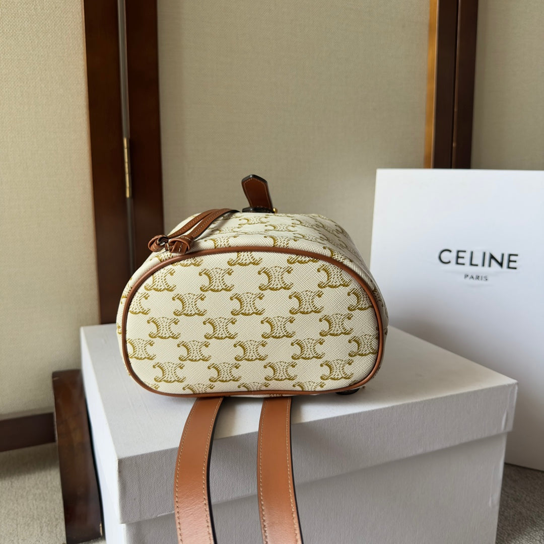 SMALL FOLCO BACKPACK 20 IN WHITE TRIOMPHE CANVAS