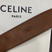 CL LARGE 35 MM BELT IN BLACK AND BROWN CALFSKIN GOLD HARDWARE