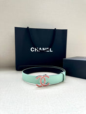 CHANEL 25S BELT 30 MM IN MINT GREEN CALFSKIN 616962