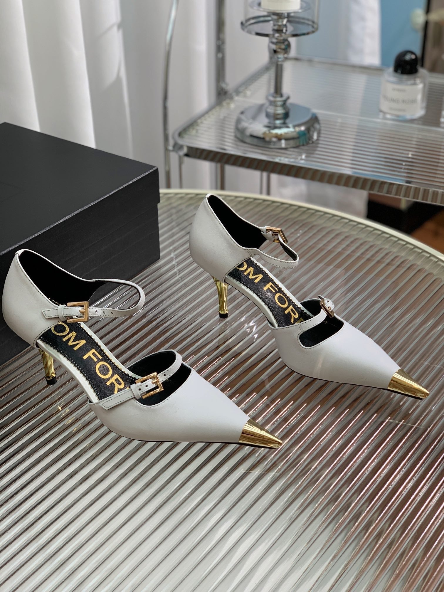 MARY JANE PUMP 7 CM IN WHITE CALFSKIN