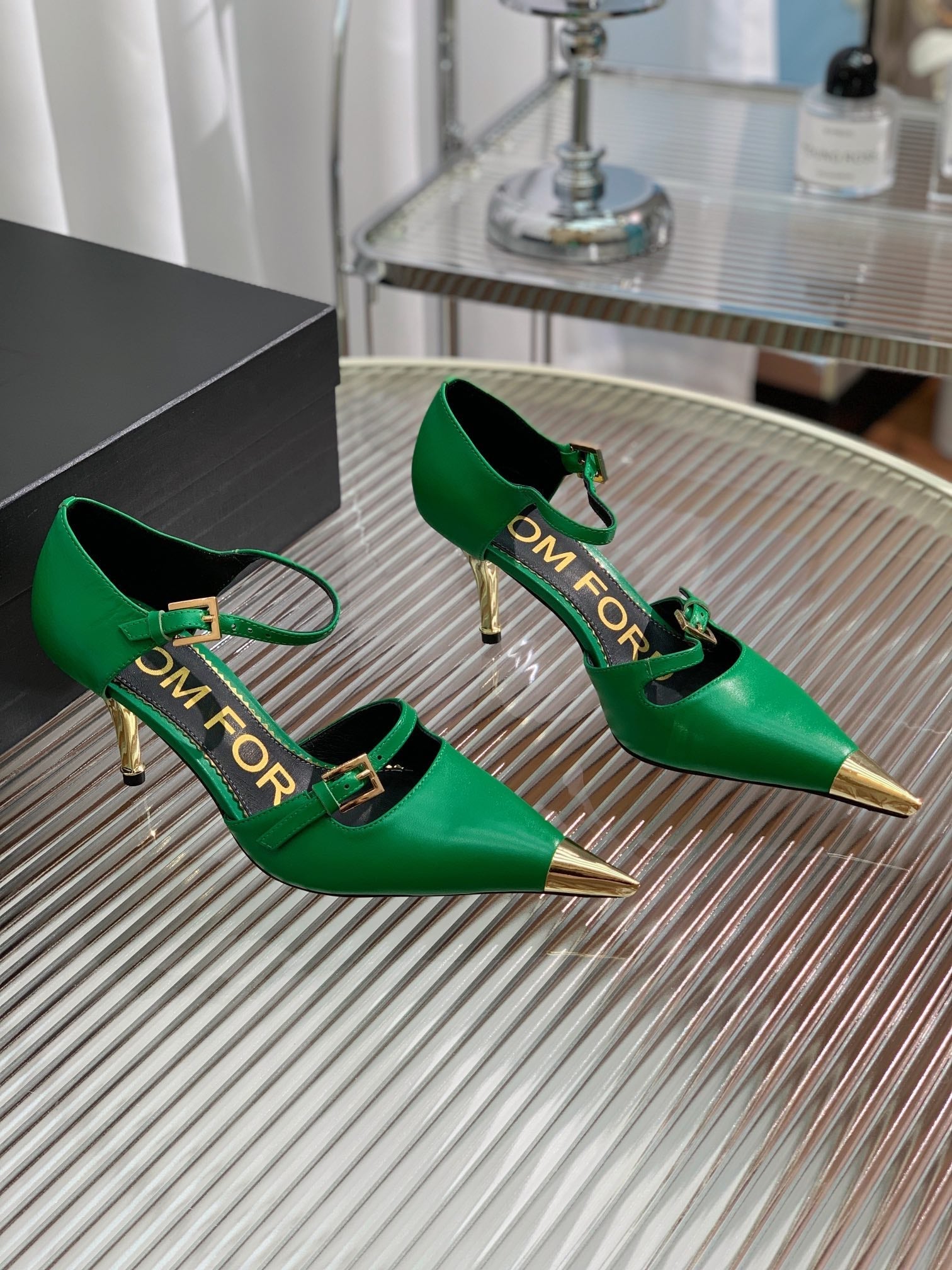 MARY JANE PUMP 7 CM IN EMERALD GREEN CALFSKIN