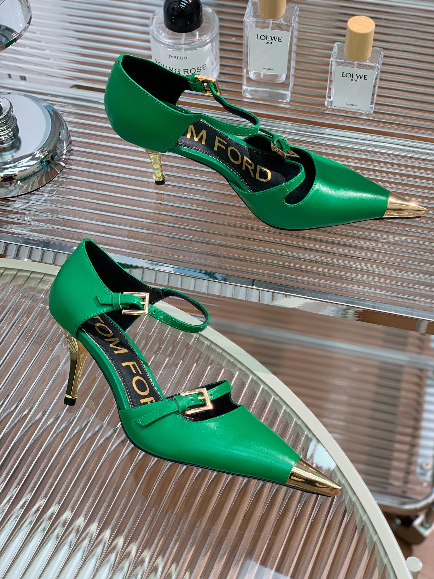 MARY JANE PUMP 7 CM IN EMERALD GREEN CALFSKIN