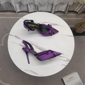 SLINGBACK PUMPS 10 CM IN PALATINATE PURPLE SILK AND SUEDE