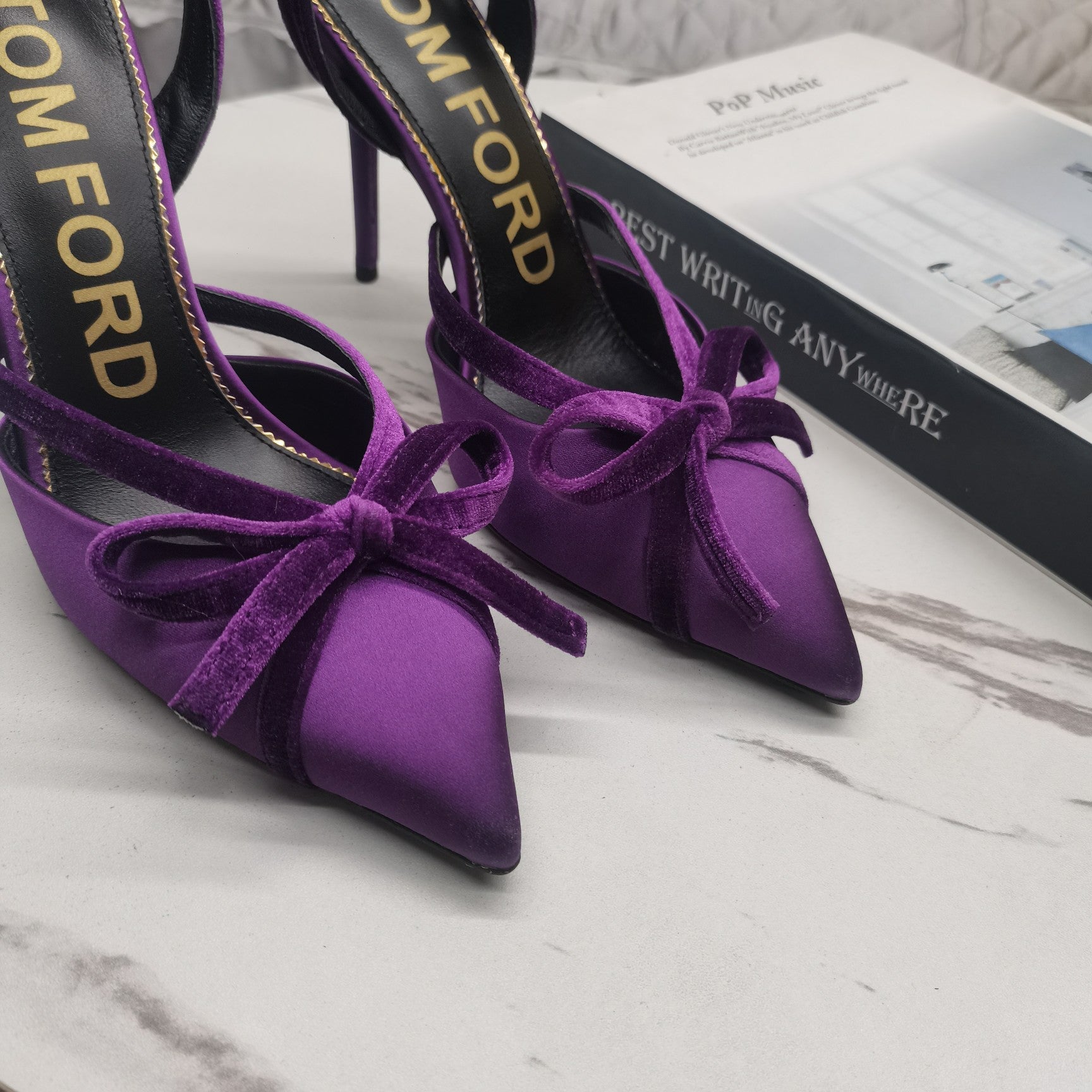 SLINGBACK PUMPS 10 CM IN PALATINATE PURPLE SILK AND SUEDE