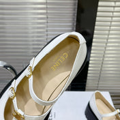 HIGH FLAT SANDALS WITH DOUBLE STRAP-DESIGN LEATHER WHITE