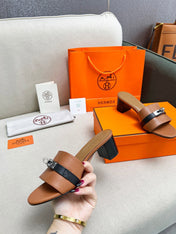 Gigi 50 Sandal Tan Black Calfskin