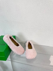 ATOMIC SHEARLING BALLERINA FLATS LIGHT PINK
