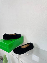 ATOMIC SHEARLING BALLERINA FLATS BLACK
