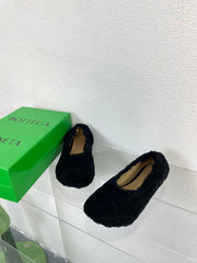 ATOMIC SHEARLING BALLERINA FLATS BLACK