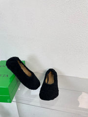 ATOMIC SHEARLING BALLERINA FLATS BLACK