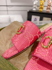 GG CHUNKY SLIDE SANDAL BRIGHT PINK CALFSKIN