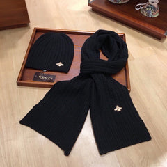SET SCARF AND HAT IN BLACK WOOL 945021
