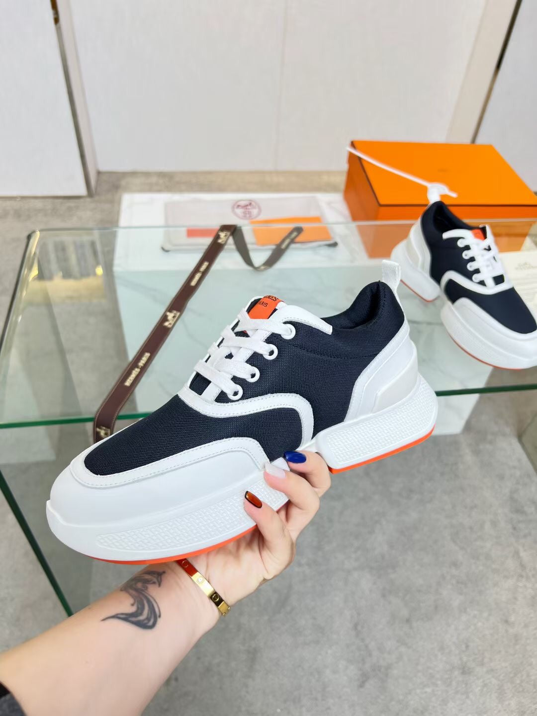 GIGA SNEAKER CHARCOAL BLUE CALFSKIN