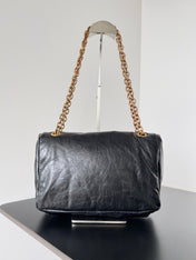MONACO SMALL BAG 28 IN BLACK ARENA CALFSKIN GOLD HARDWARE
