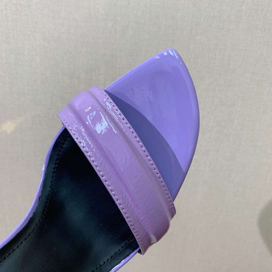 BALMAIN 26S METAL-HEEL SANDALS 105 MM IN PURPLE CALFSKIN