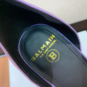 BALMAIN 26S METAL-HEEL SANDALS 105 MM IN PURPLE CALFSKIN